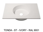 Plan vasque, bassin circulaire ⦰ 31 cm, sur mesure, Largeur 50 à 200 cm x Profondeur 40 à 60 cm, résine minérale de couleurs, Finition lisse mate, Livraison Offerte et Rapide.